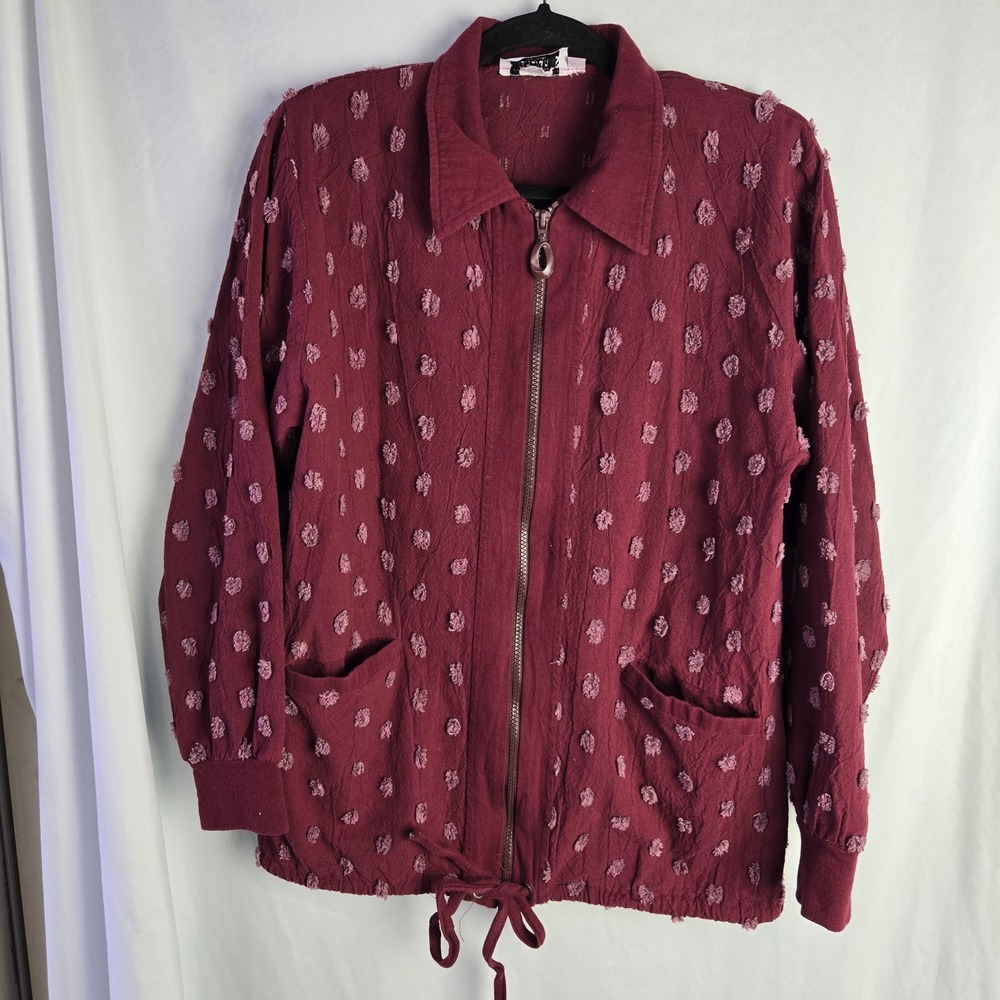 Vintage Highlights Textured Polka Dot Jacket Small Cotton Blend‎ Whimsy Resort